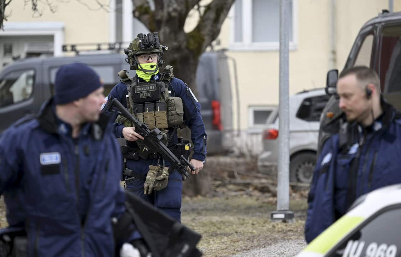 The aftermath of a school shooting in Finland