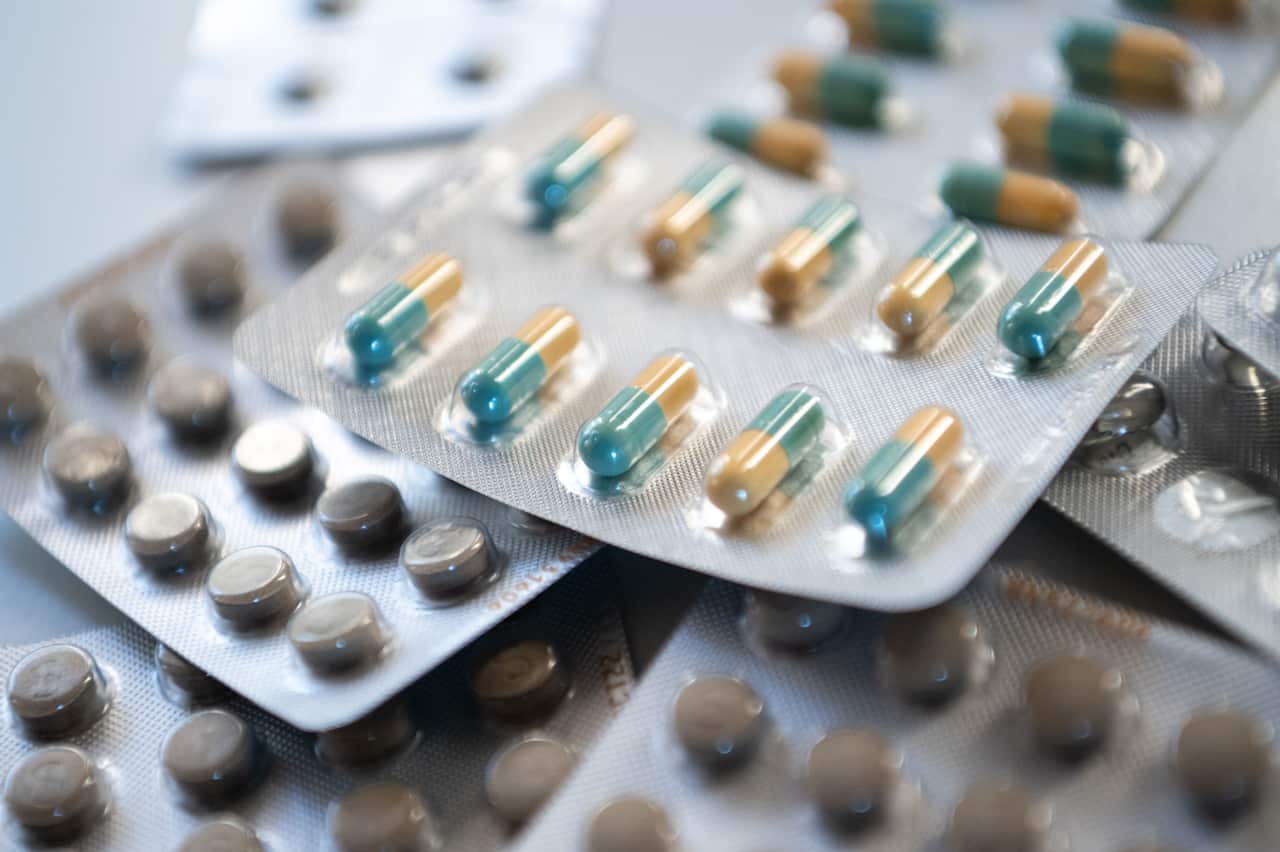 Packets of medicine tablets