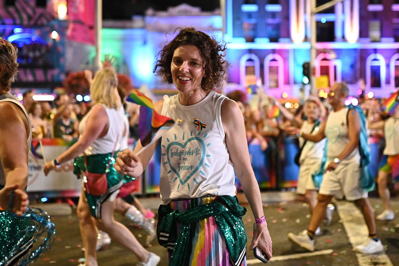 Allegra Spender taking part in the Mardi Gras parade