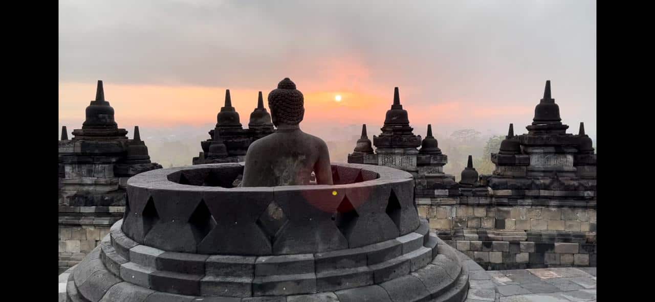Stupa at the top level of Candi Borobududr
