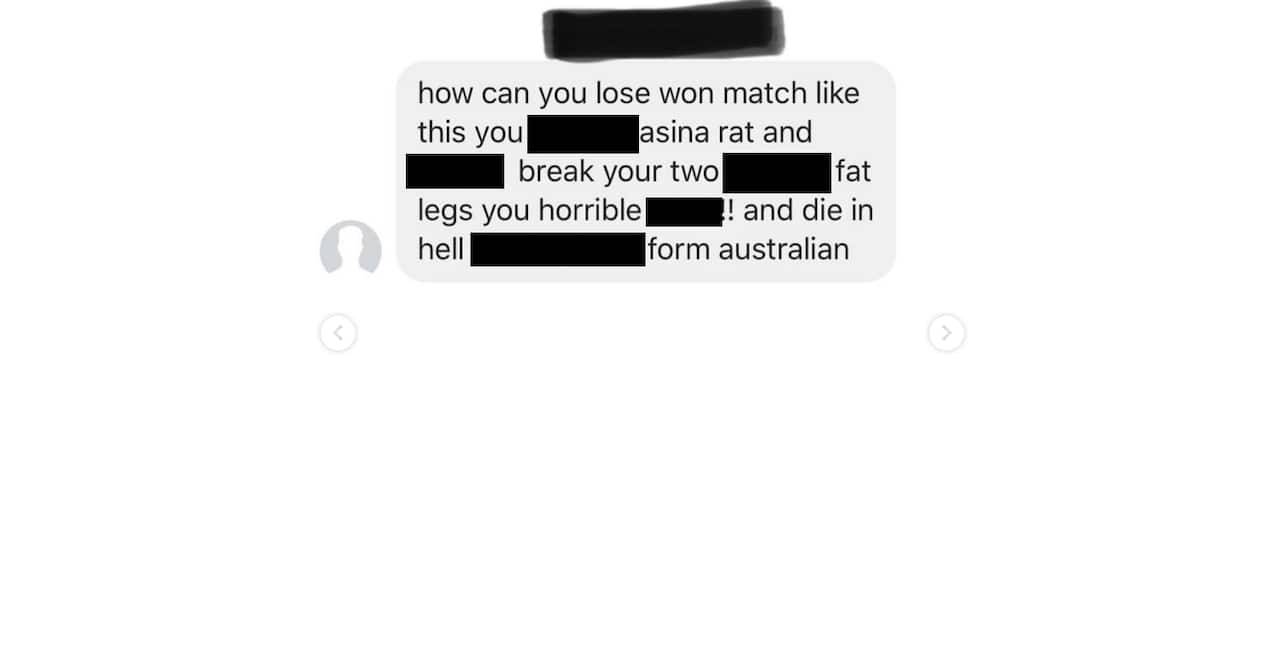 Screenshot of an abusive message on Instagram