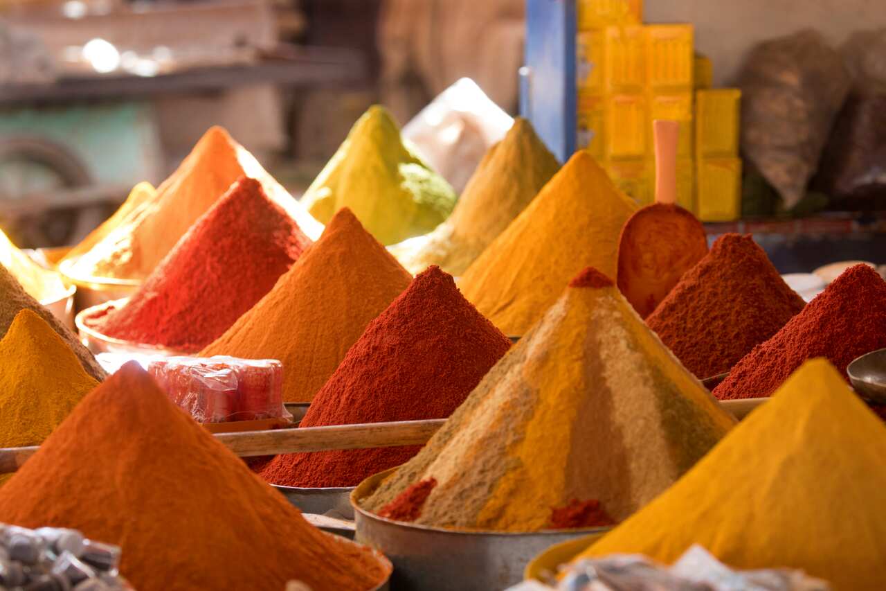 Spices for sale in market.