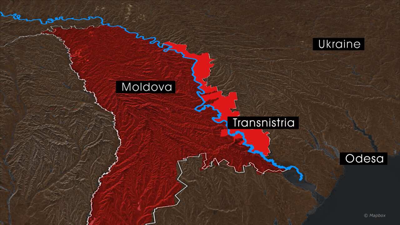 Map indicating Moldova, Transnistria and Ukraine