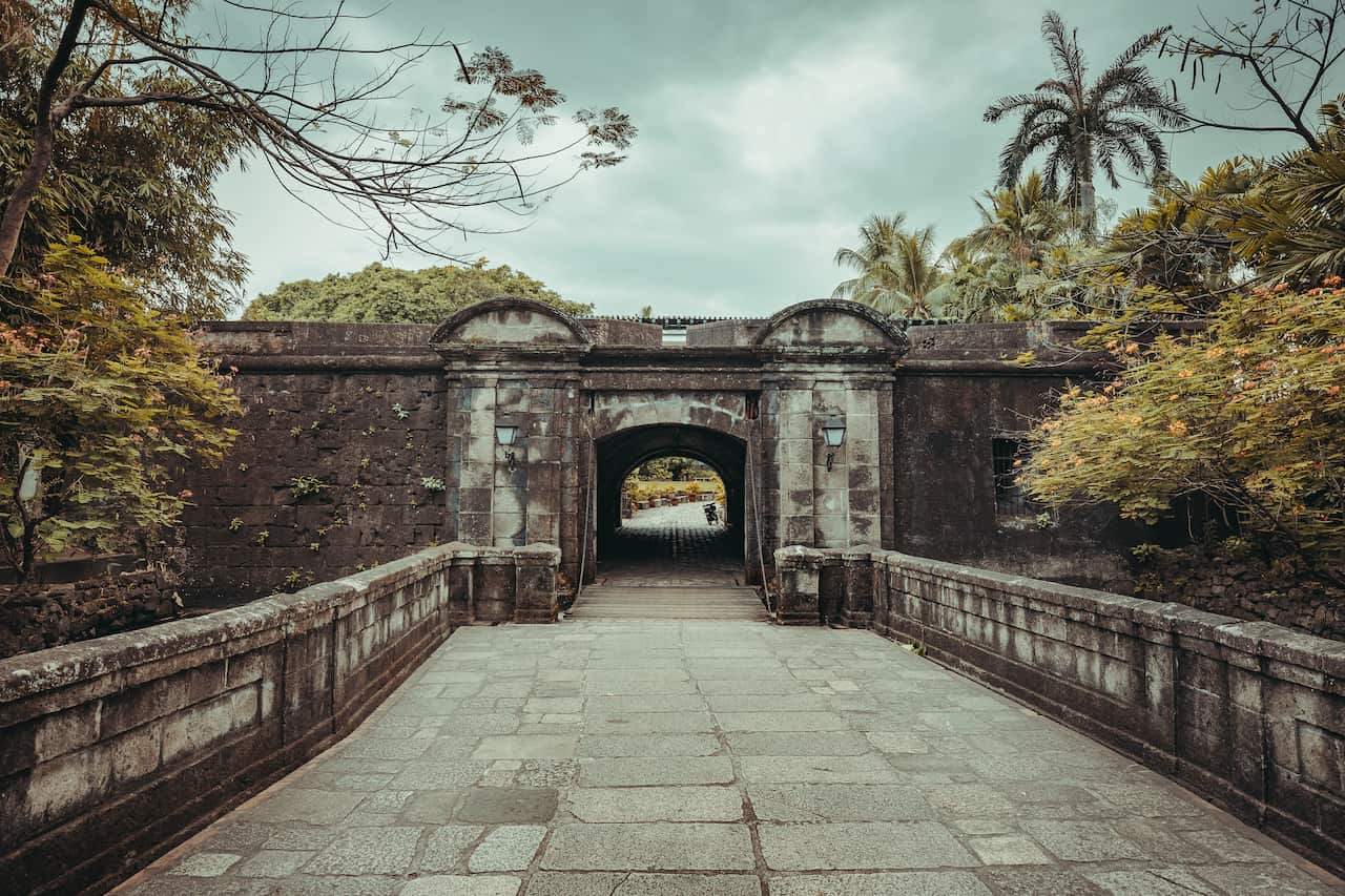 The stone bridge leading to Fort Santiago gate.