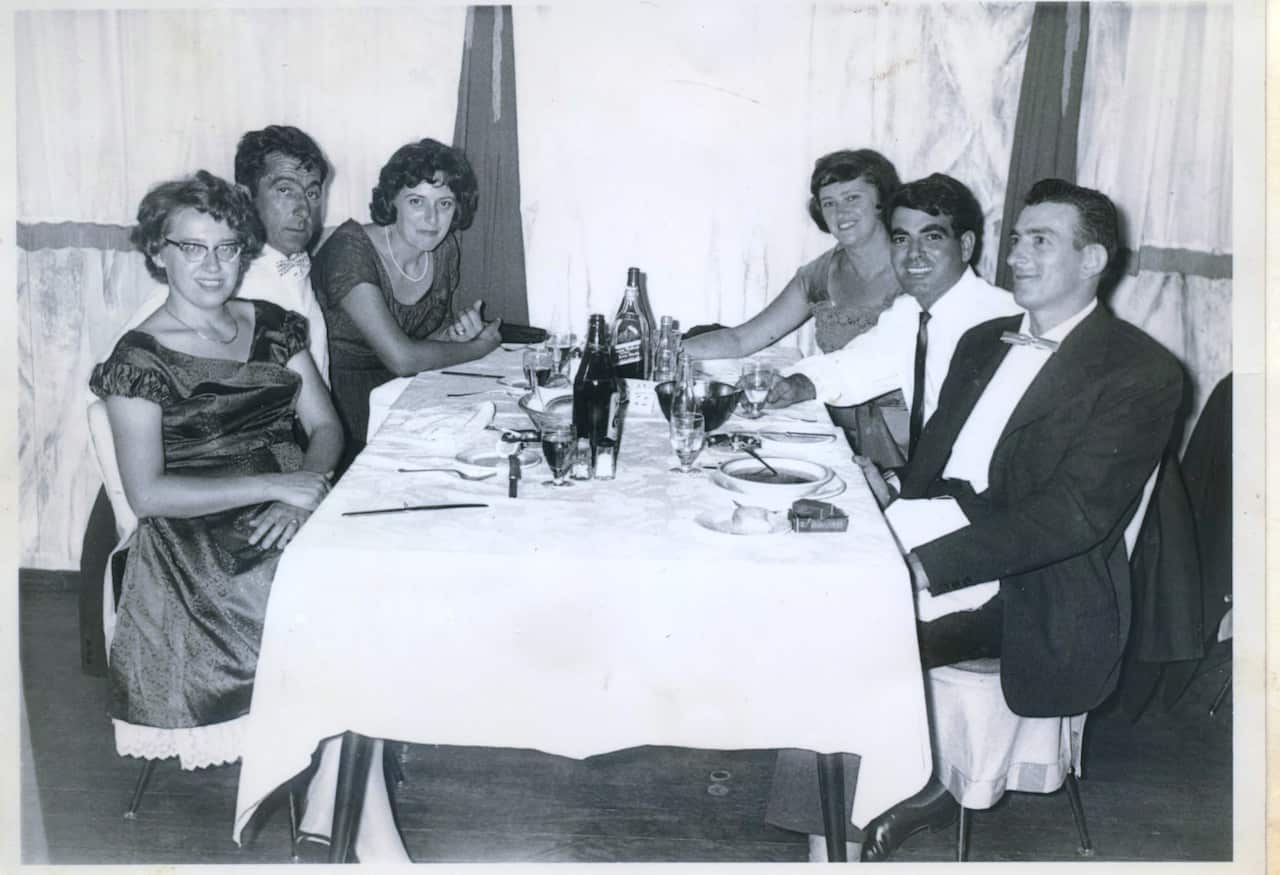 Our 1st dinner out in Australia with my sister Andreina her husband Tony and friends 1965 Perth