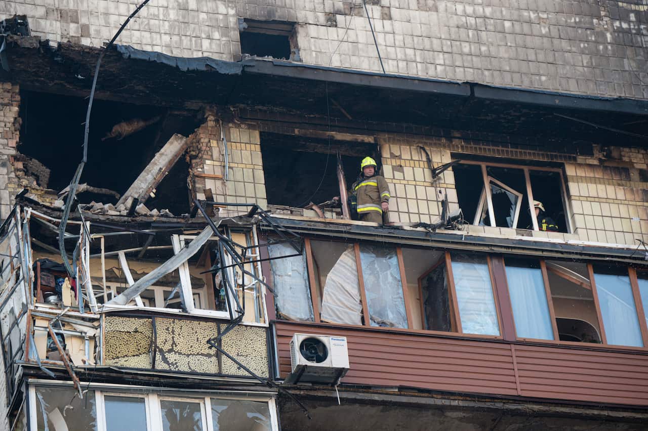 Aftermath of Russian Shelling of Kyiv - Ukraine