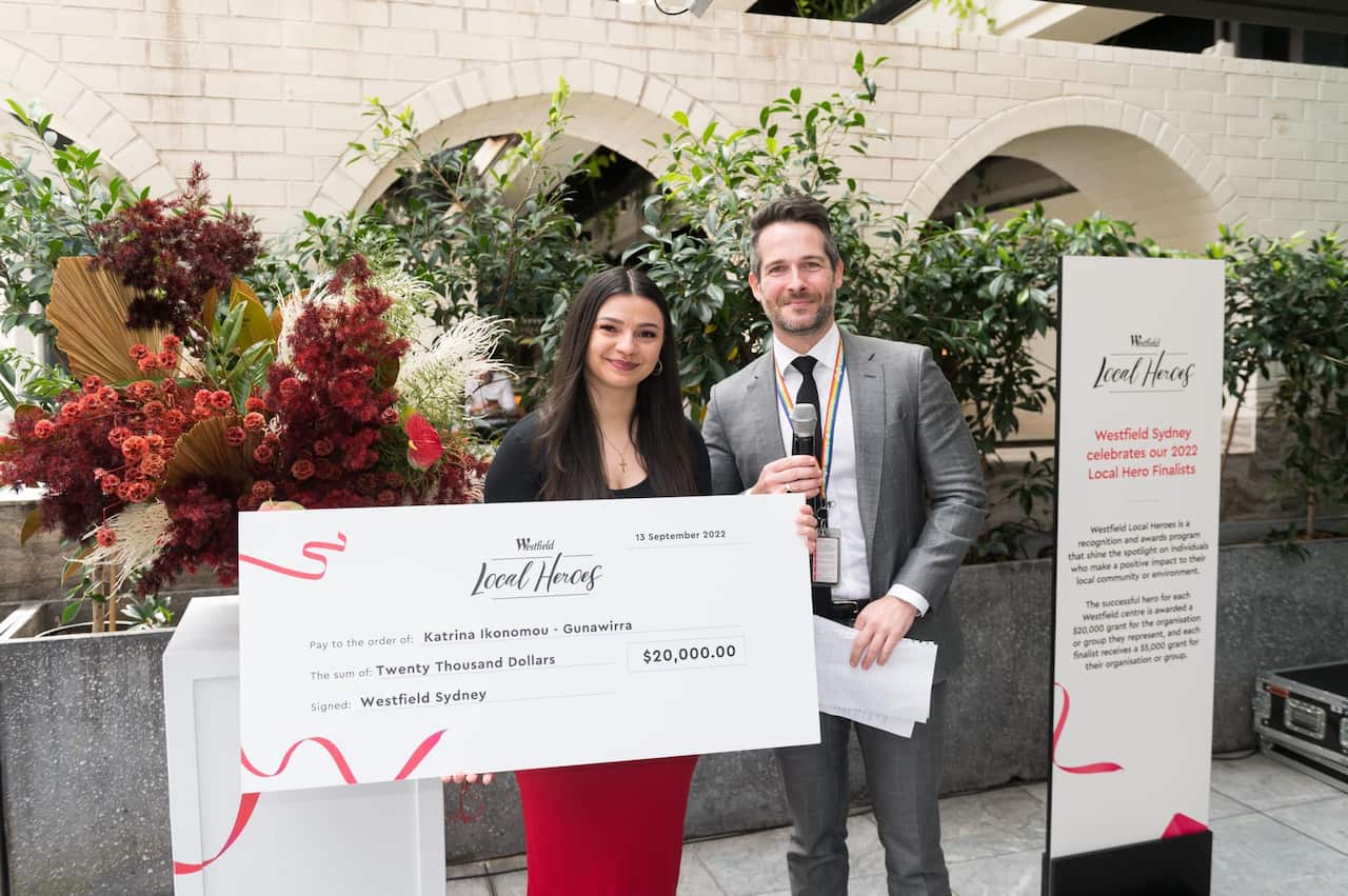 Katrina receiving the local hero award