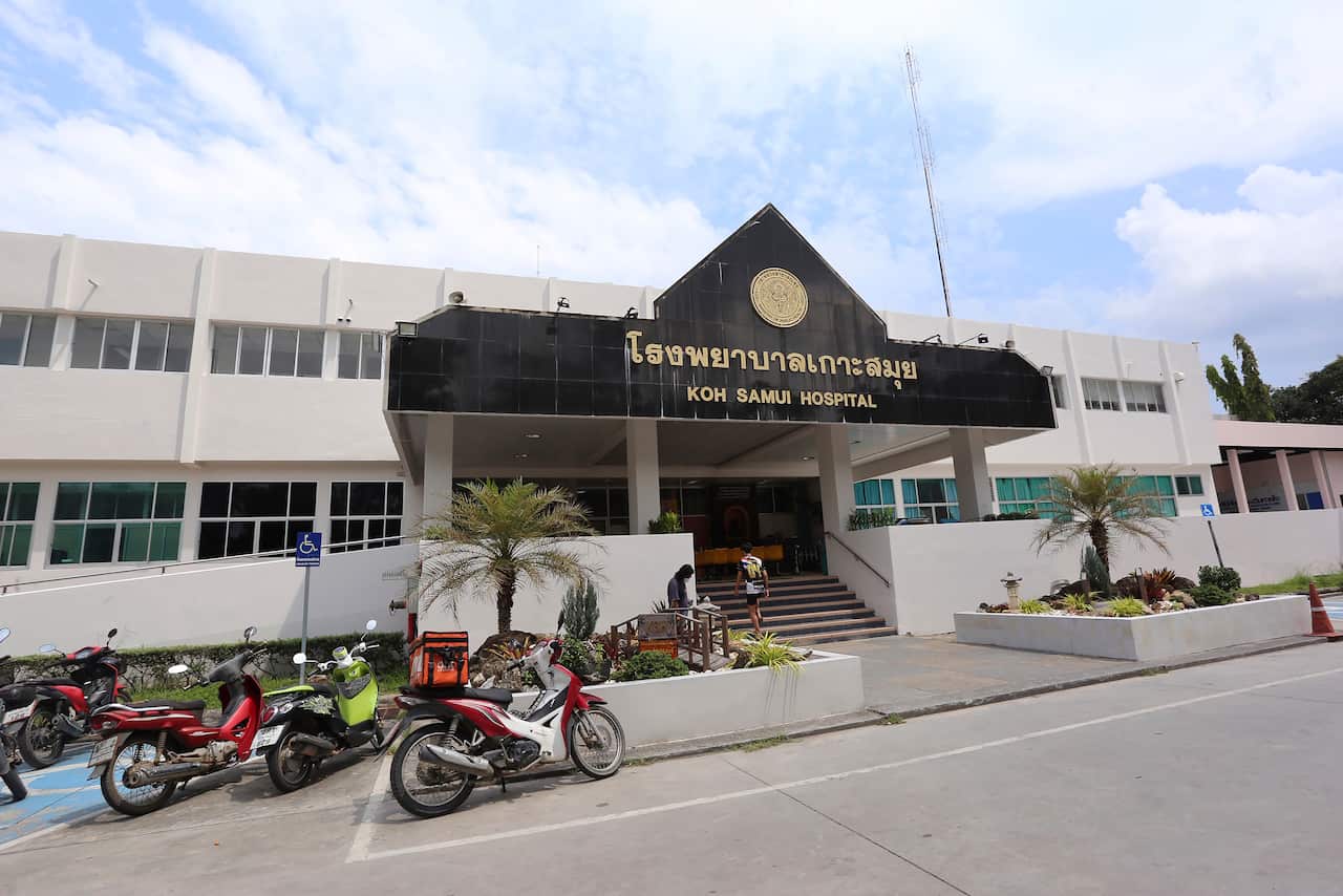 The exterior is seen of the Koh Samui Hospital on Koh Samui island, in southern Thailand.
