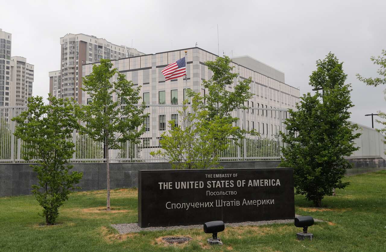 A general view of the US Embassy in Kyiv, Ukraine.