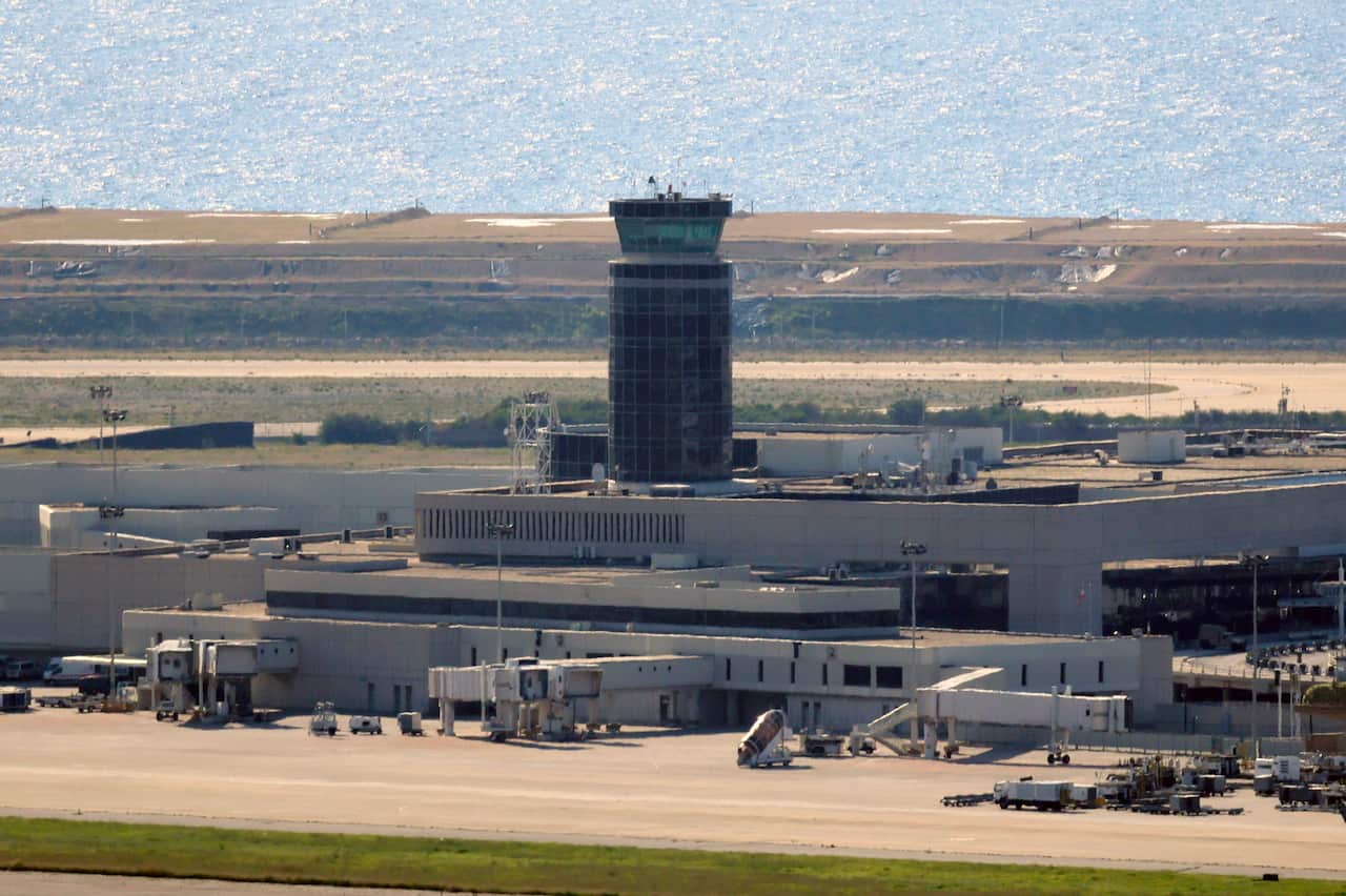 Planes grounded at an airport