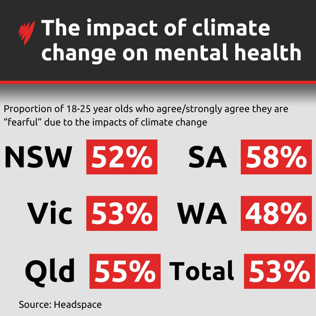 53 per cent of 18 to 25 year olds are "fearful" due to the impacts of climate change.
