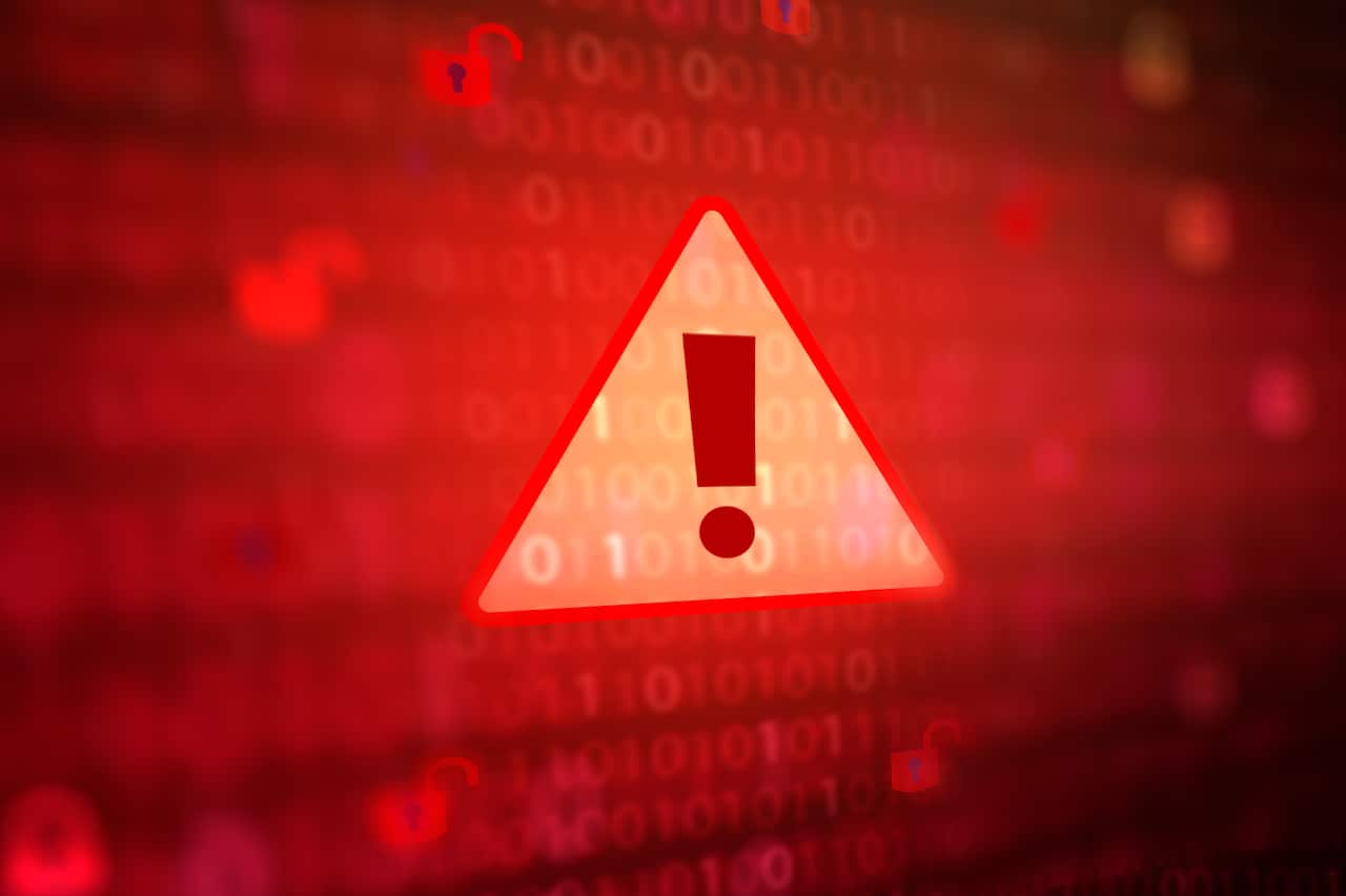 caution sign data unlocking hackers