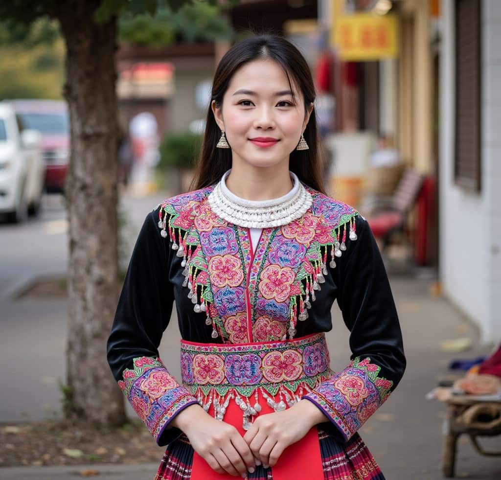 A young beautiful Hmong girl at a side road (Hmong AI).jpeg