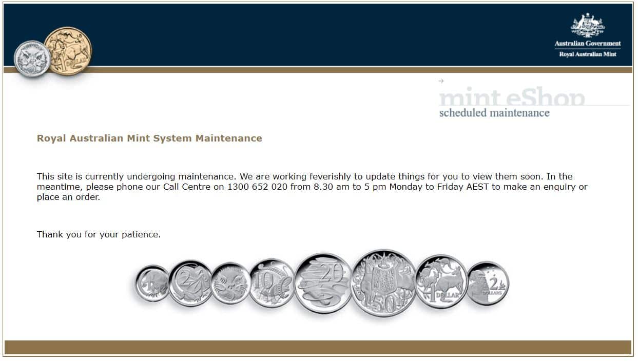 澳洲皇家鑄幣廠網站公告