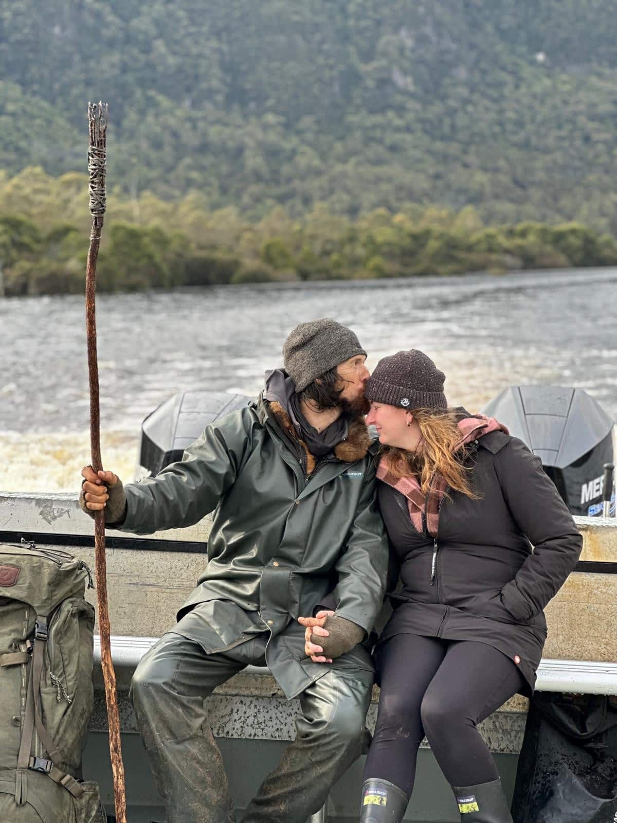 Shay and his wife during the Alone Australia season 3 finale.