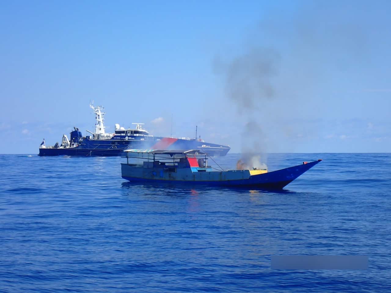 Apprehended fishing vessel disposed by ADF. Photo courtesy of ADF