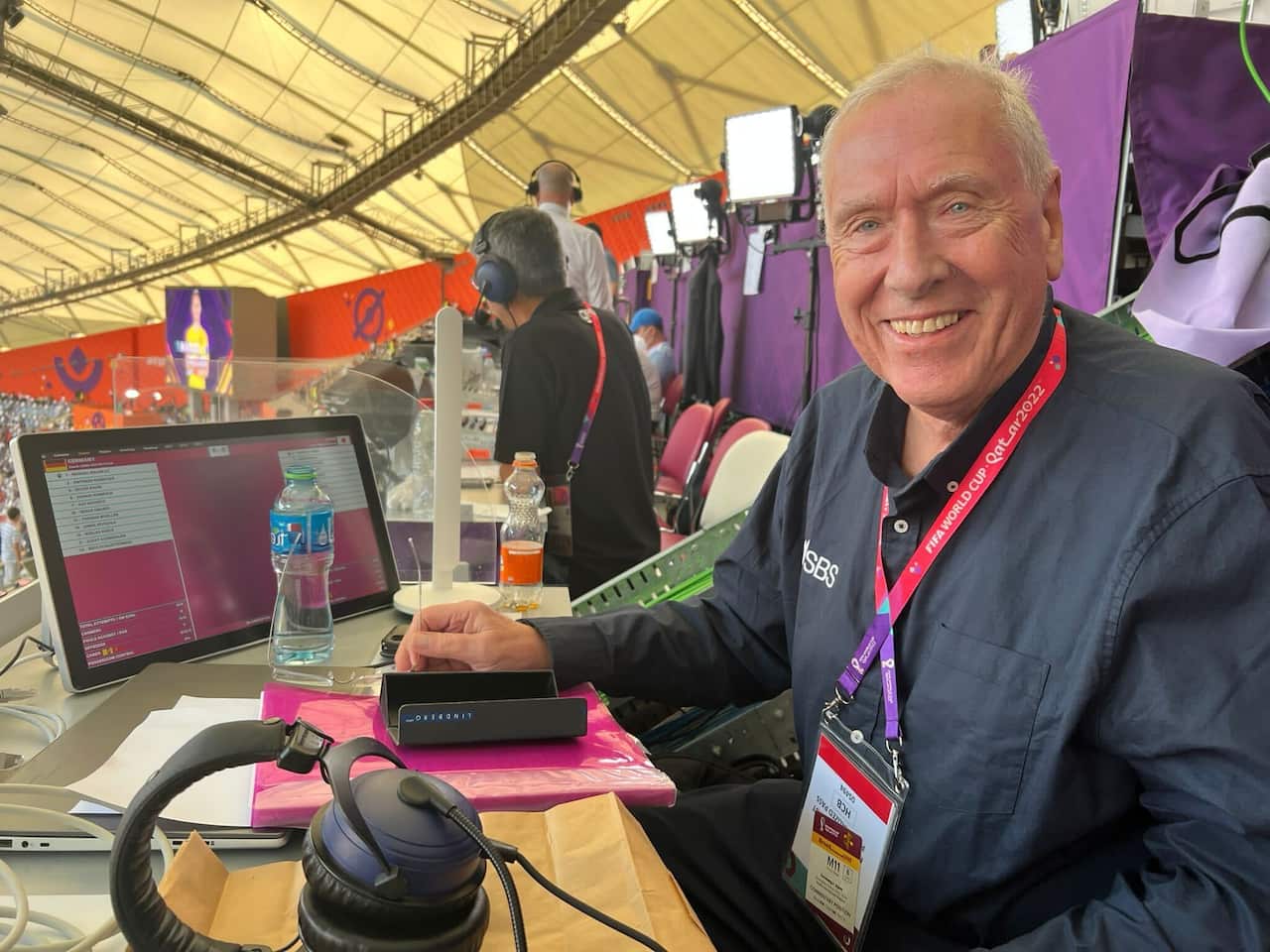 Martin Tyler commentating for SBS at the 2022 FIFA World Cup