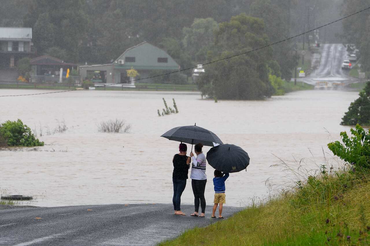 Floodwater from the swollen Hawkesbury river is seen at Windsor, north west of Sydney.