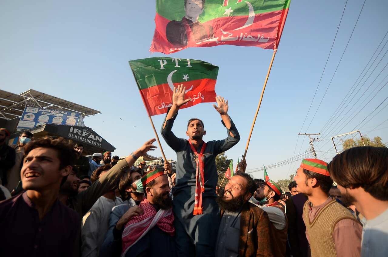 Supporters of Imran Khan's PTI party call for release of election results amid delays