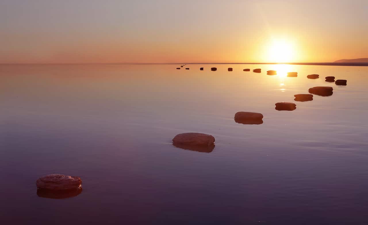 Stepping stones over water