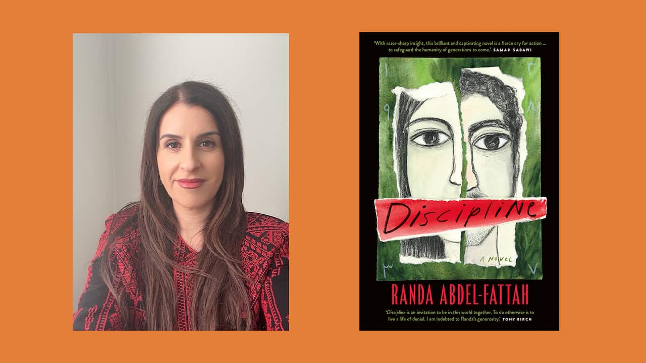 A composite image of the author and the cover of her book. 