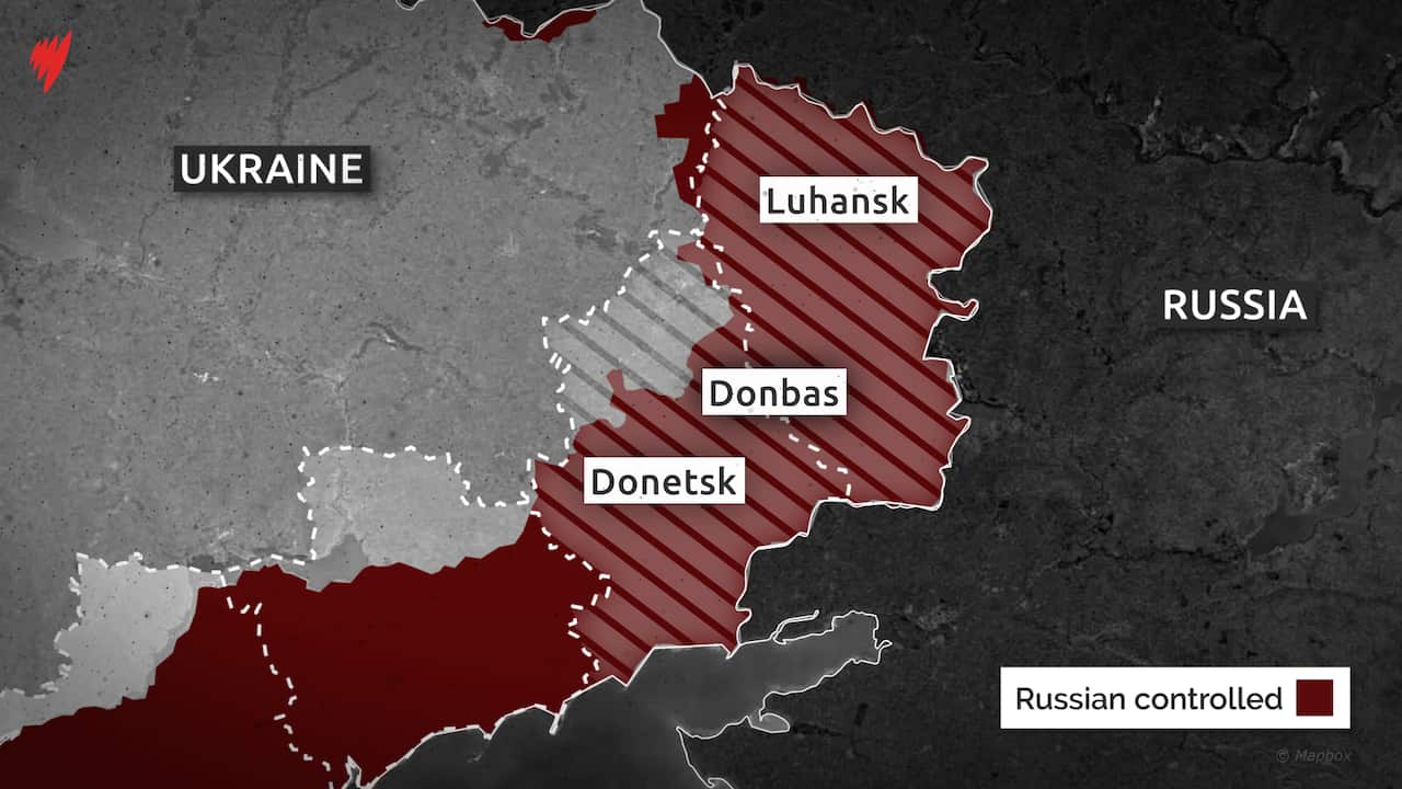 Un mapa que muestra la zona de Donbás, en Ucrania.