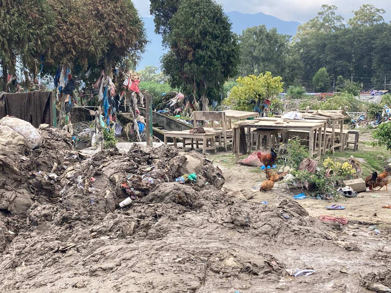 Flood wreckage at Balkhu, Kathmandu.