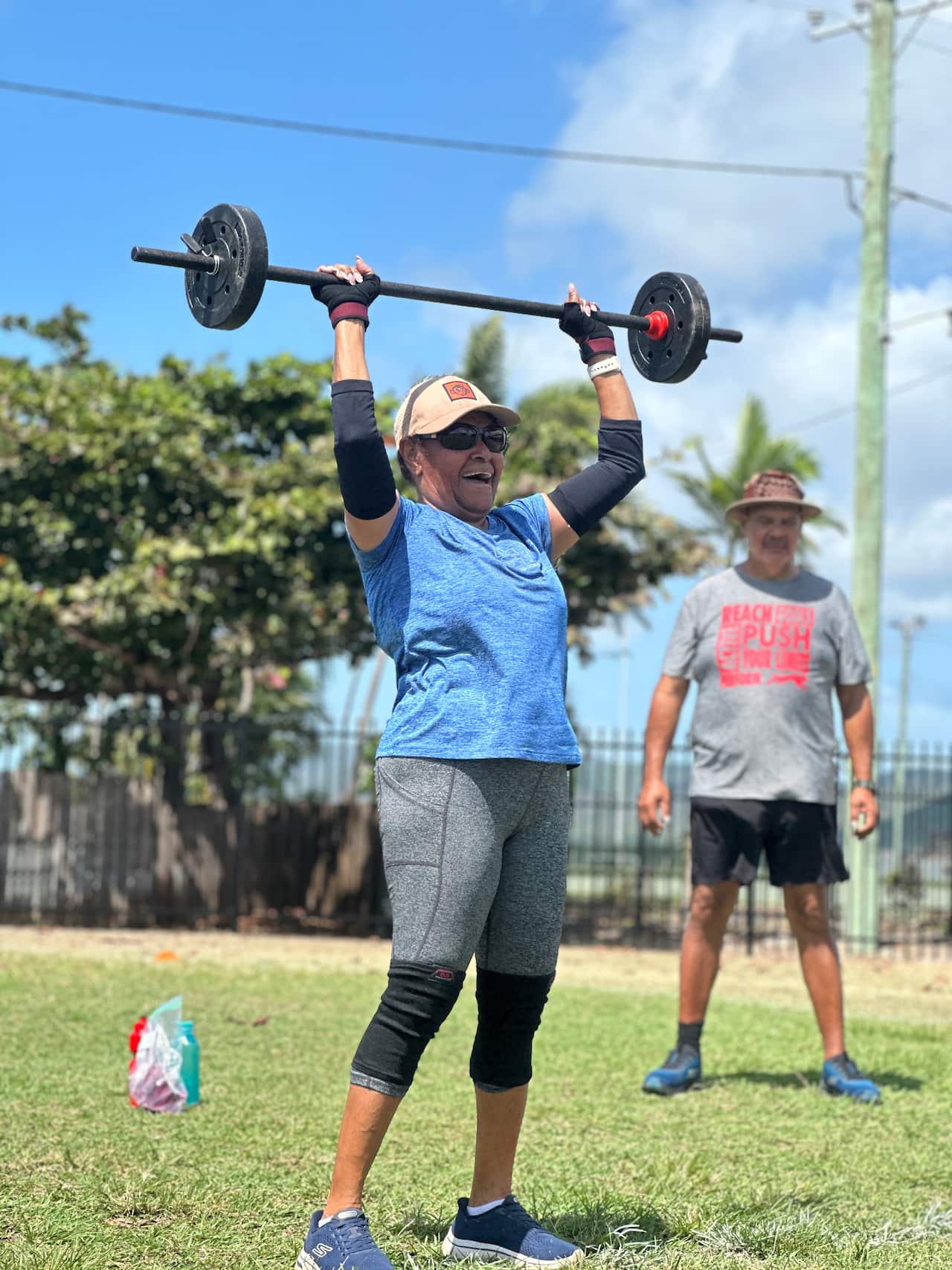 Dawn was cheered on as she smashed a set of push presses at Sweatin' on the Rock.