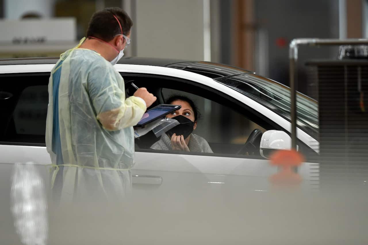 Drive-through COVID-19 testing in Melbourne.