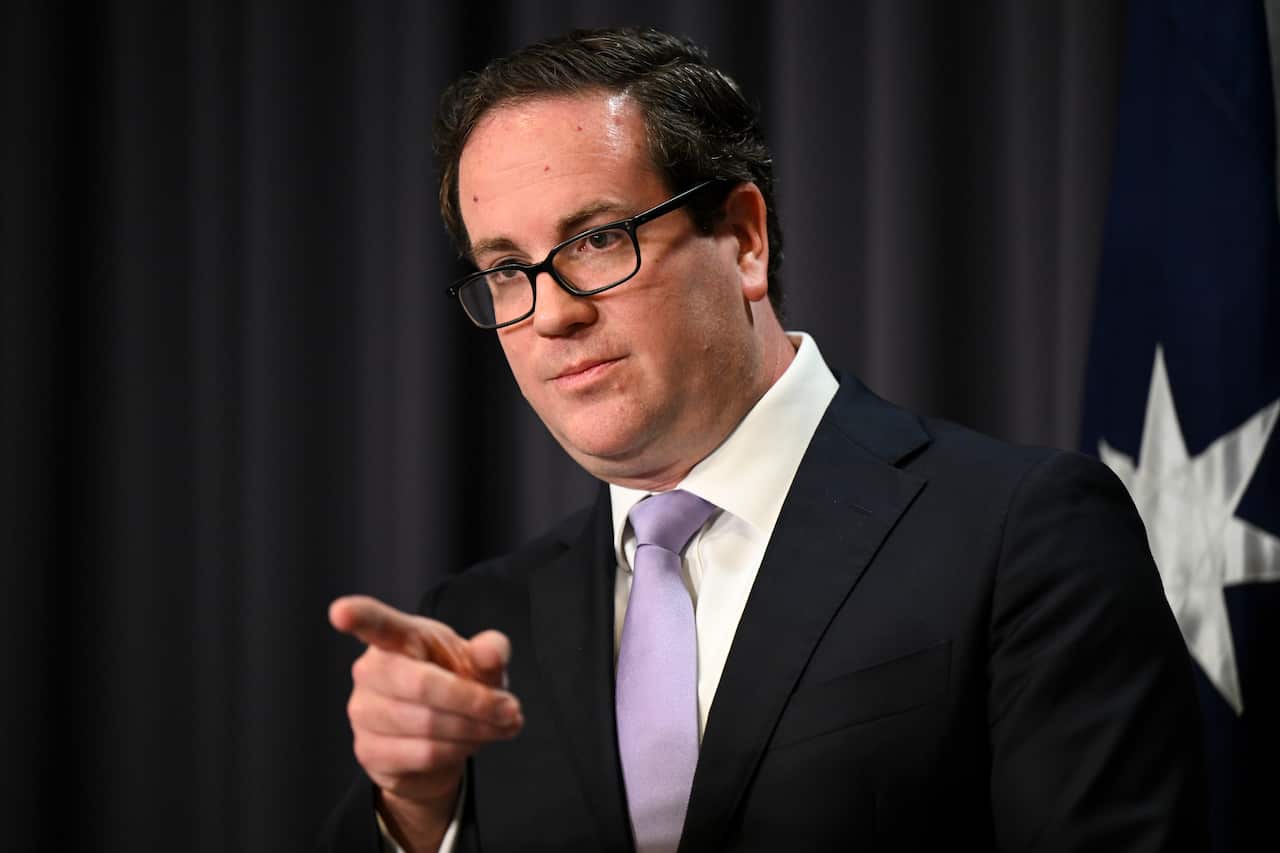 Veterans’ Affairs Minister Matt Keogh speaks at a press conference.