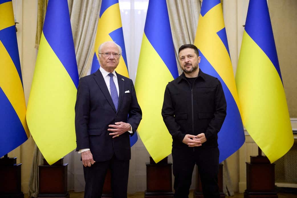 King Carl Gustaf of Sweden Meeting Volodymyr Zelenskyy - Lviv
