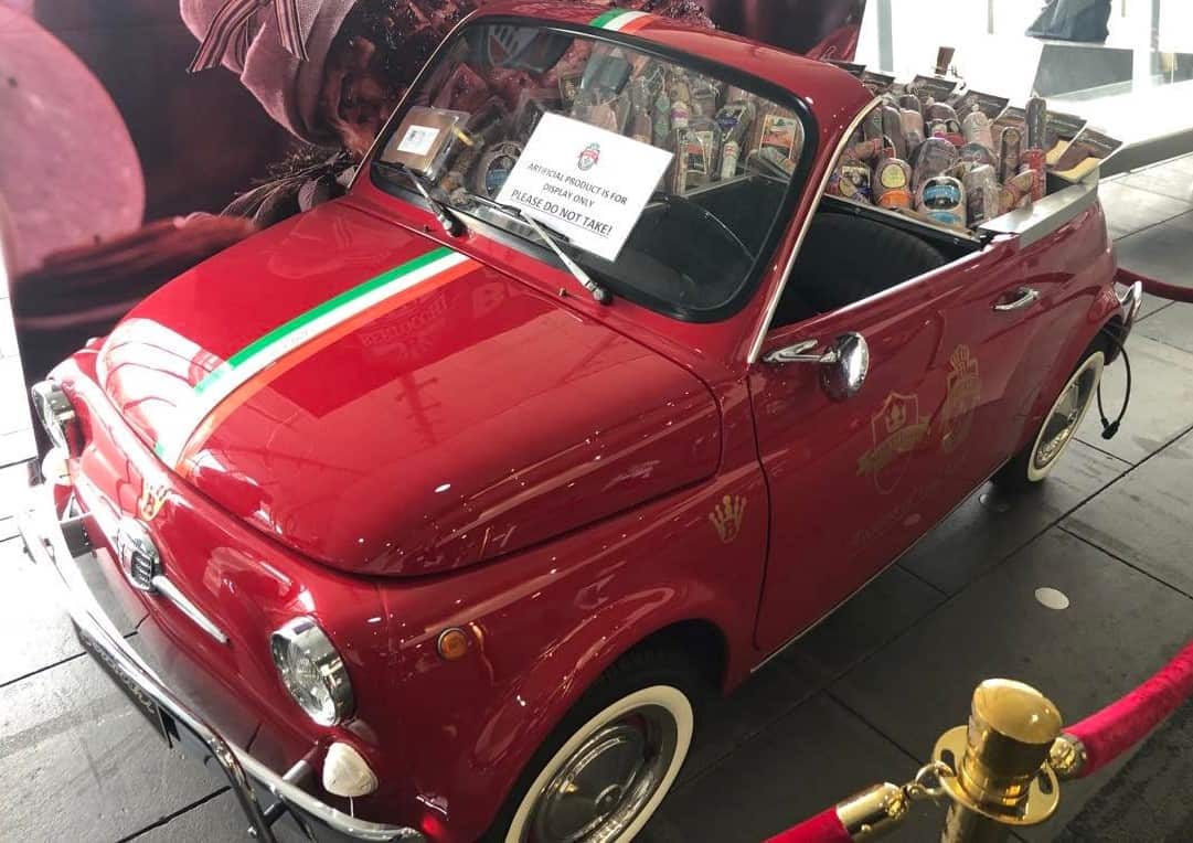 A Fiat 500 full of salami