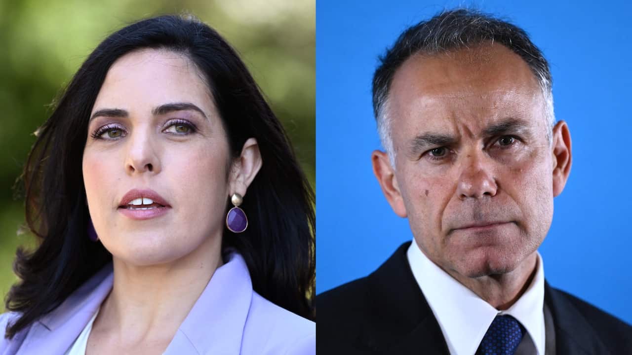 A composite image of Moira Deeming and John Pesutto.