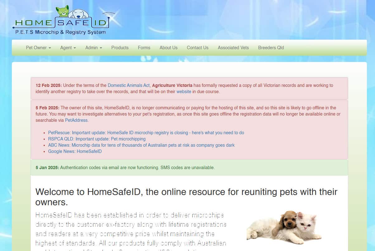 A screen capture of a website