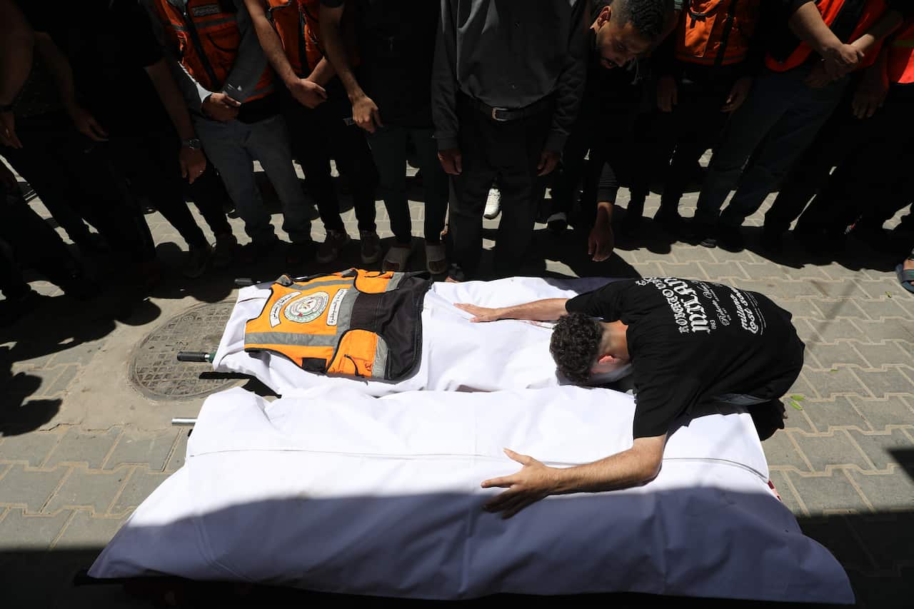 Funeral for the civil defence officer and his wife who were killed in an Israeli attack