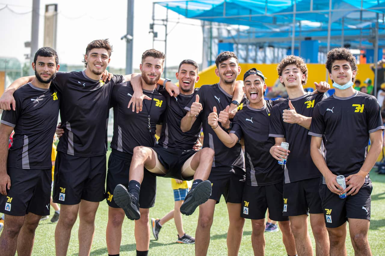 Amin Naim (far right) is alongside fellow participants of the Bachar Houli Foundation elite performance program.