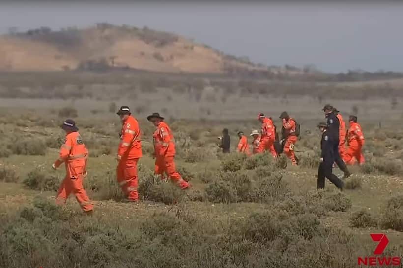 The extensive search for Gus involved SES volunteers on trailbikes, all-terrain vehicles, dogs and a drone.jpg