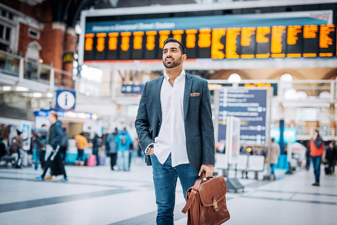 Businessman waiting for the train