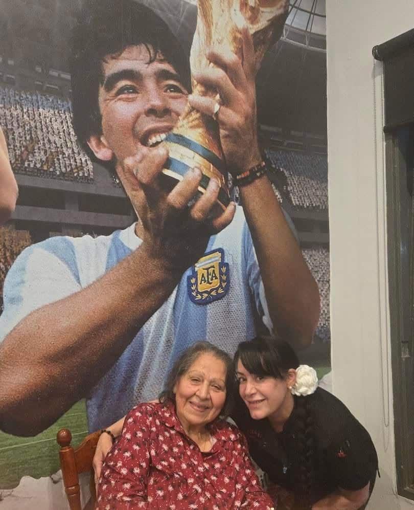 Roxana and her good friend at Caminito La Boca next to the wall dedicated to Diego Maradona and Lionel Messi.jpeg