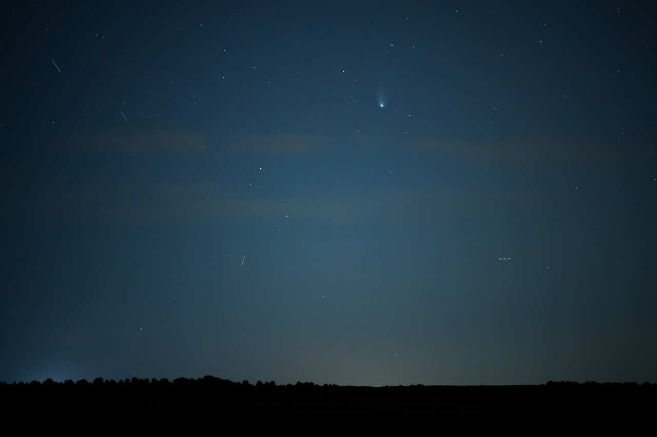 Comet 12P/Pons-Brooks known as the Devil Comet is seen over the horizon in Spain