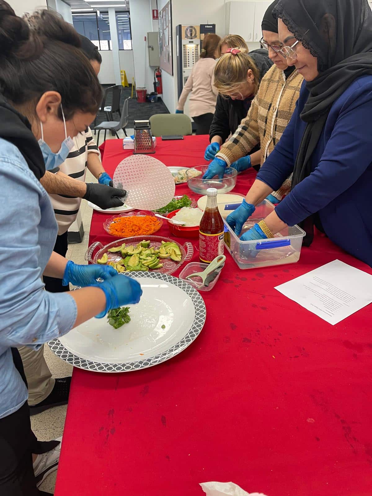 Cooking with English students making Vietnamese Rice Paper Rolls.jpeg