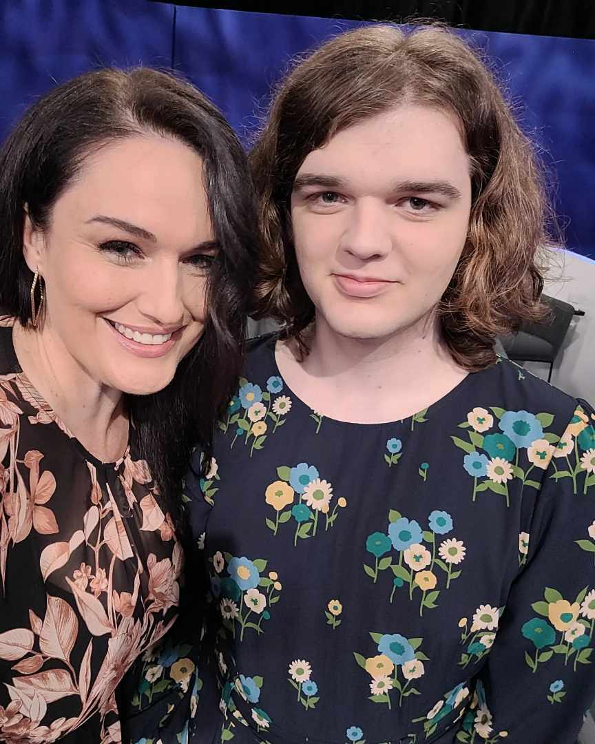  A selfie on Janina Leo and her daughter Emmey wearing floral dresses.