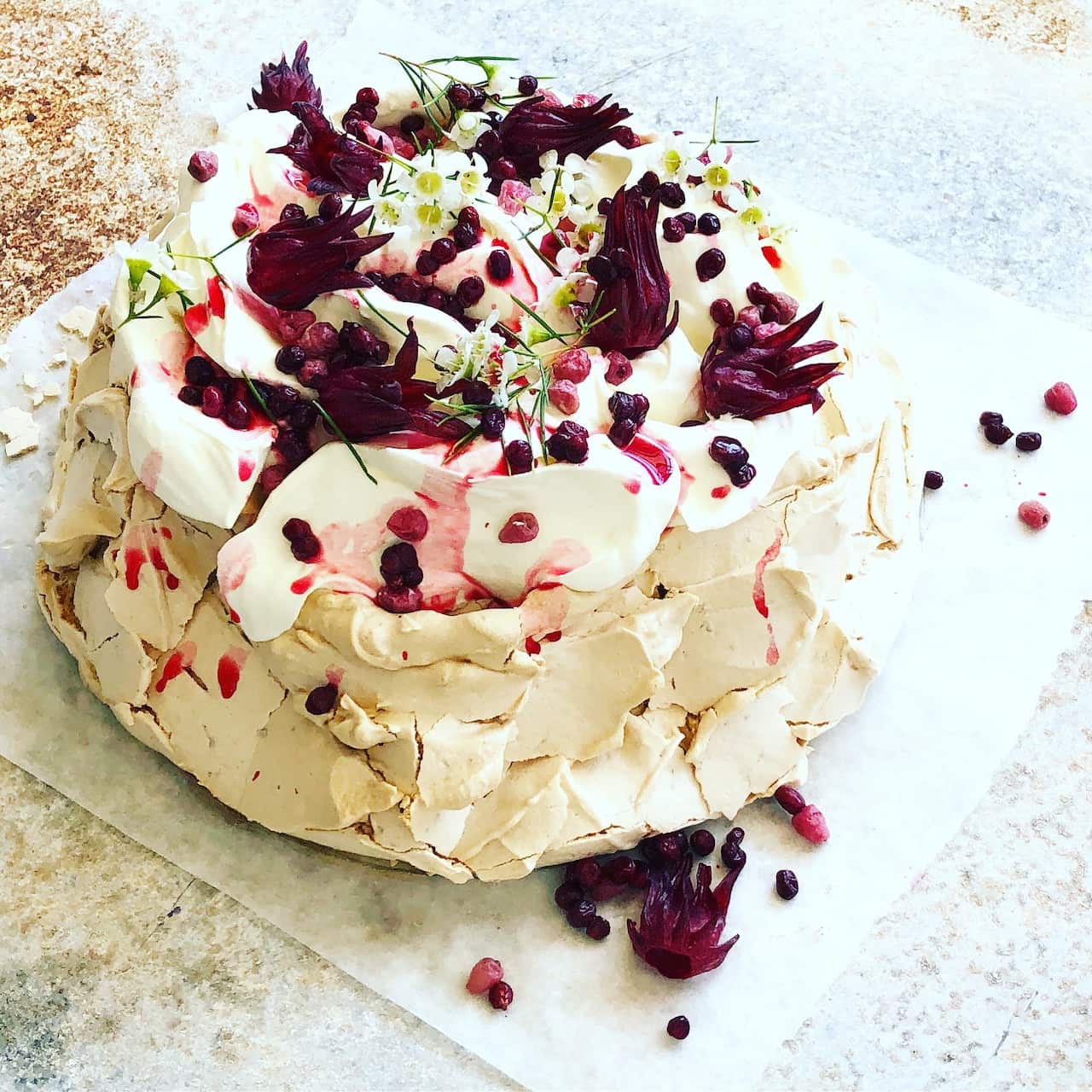 Strawberry Gum Pavlova with Wattleseed cream.jpg