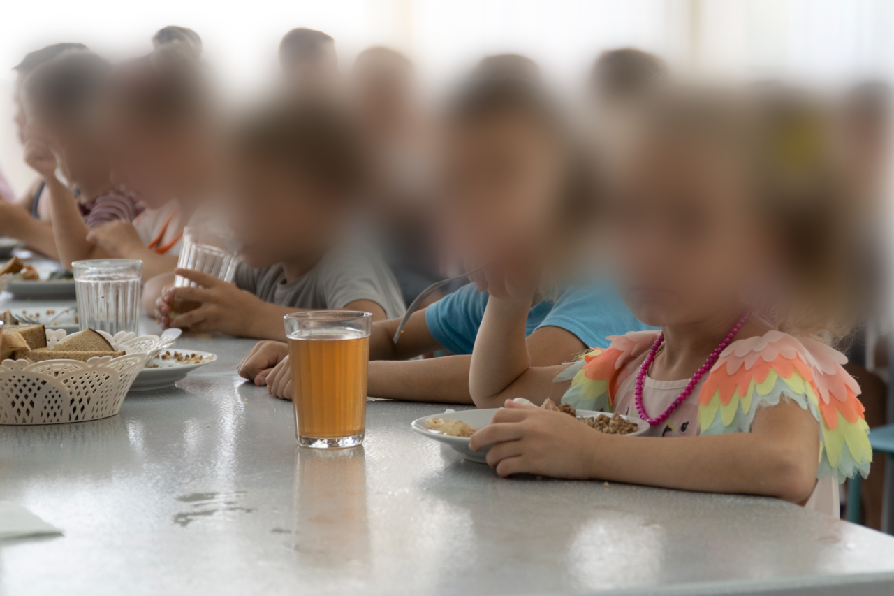 Children from an orphanage in the Donetsk region, southwestern Russia. 
