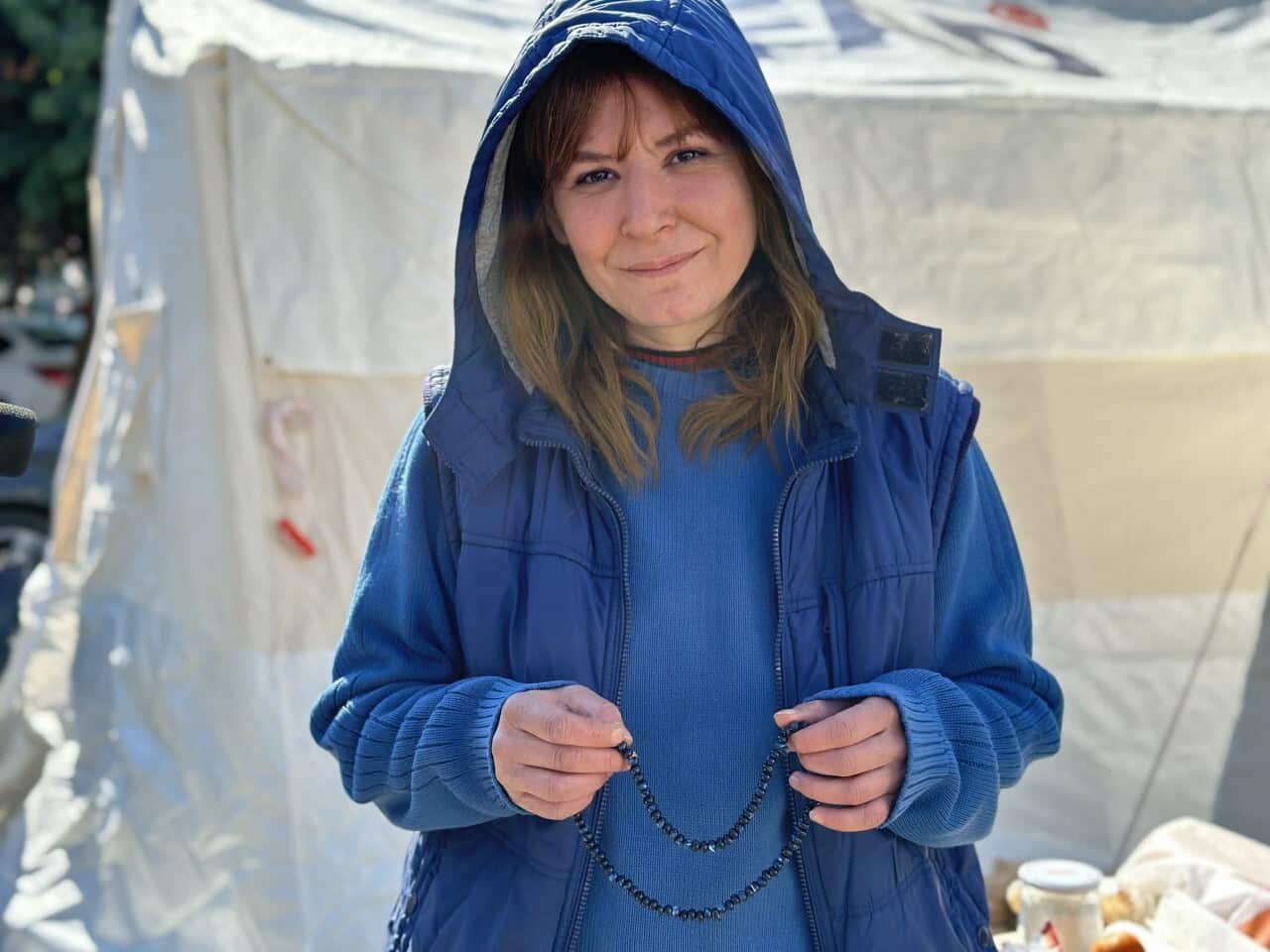 In the Turkish city of Adana, Donay is living in a makeshift tent village for displaced residents.