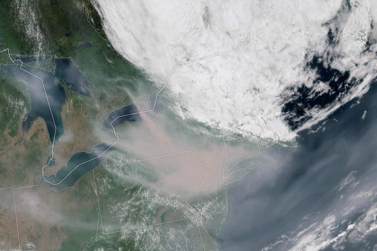 Satellite image shows smoke over New York