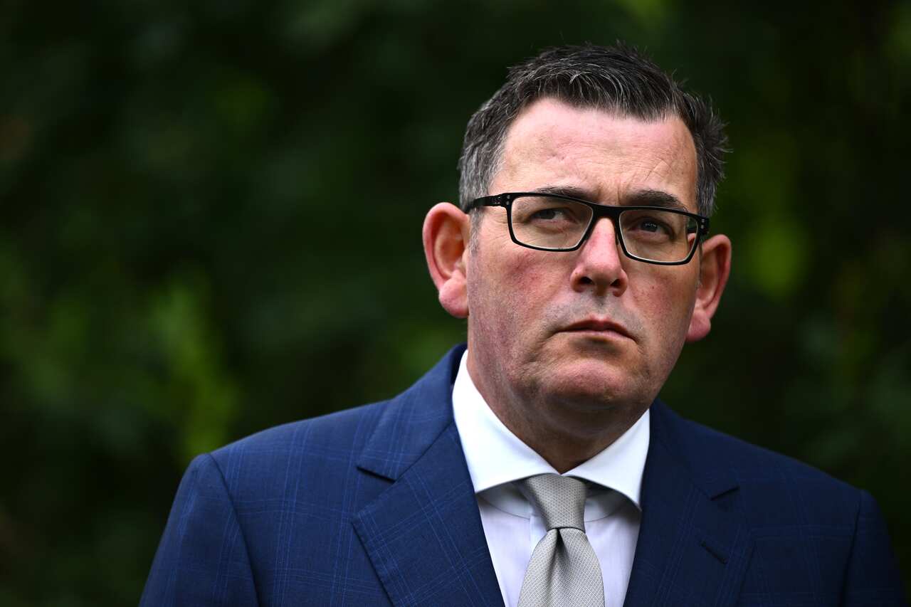 Daniel Andrews with a serious facial expression