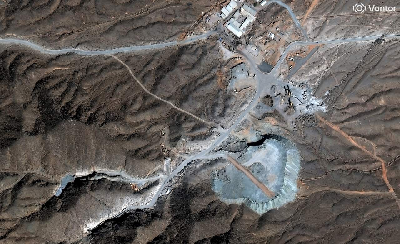 A satellite image of tunnel construction.