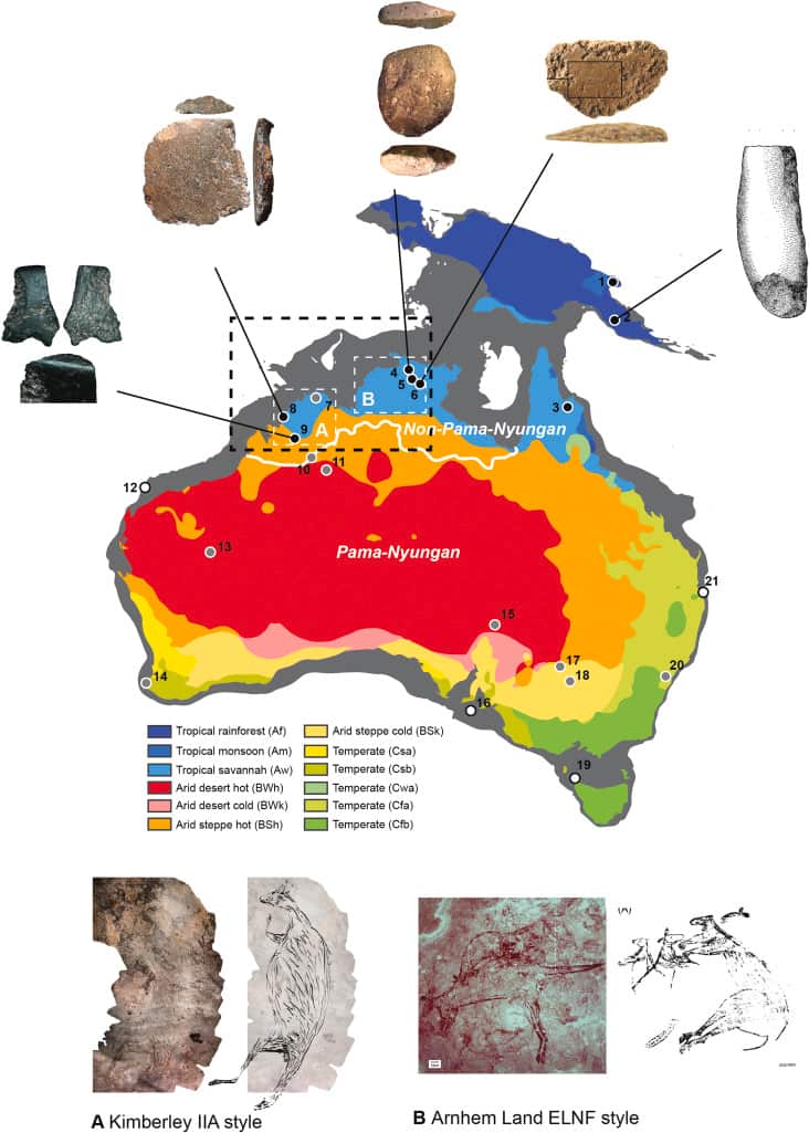 A map showing the mega-continent Sahul, which included Australia and New Guinea,