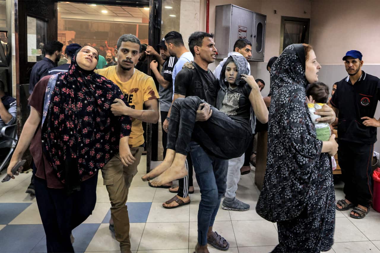 Injured people at a Gaza hospital